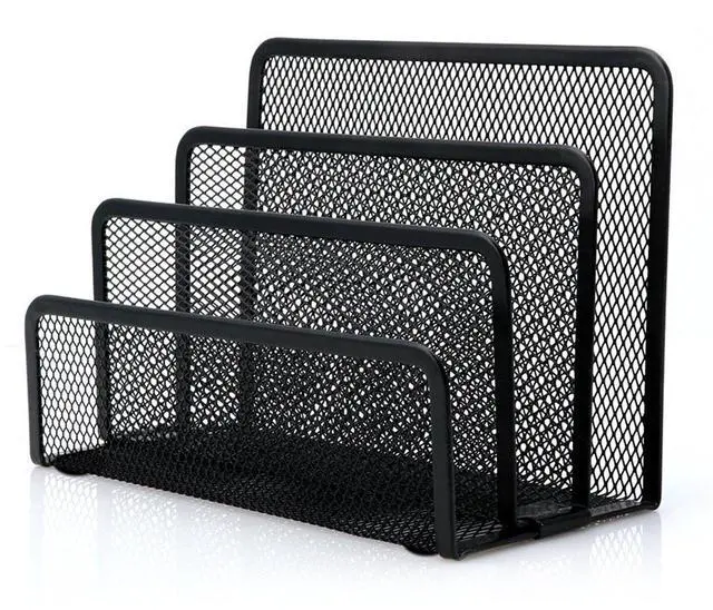 Main image of Desk Mail Organizer, File Holder Letter Sorter with 3 Vertical Upright Metal Mesh Compartments Document, Filing, Folders, Mail, Paper Organizer for Home or Office Desktop (1PCS)