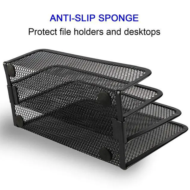 Alt view image 4 of 7 - Desk Mail Organizer, File Holder Letter Sorter with 3 Vertical Upright Metal Mesh Compartments Document, Filing, Folders, Mail, Paper Organizer for Home or Office Desktop (1PCS)