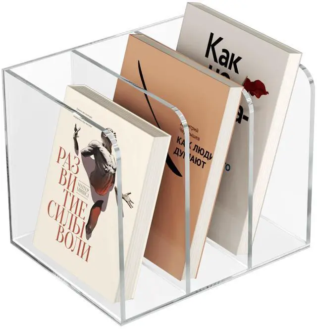 Main image of Acrylic Desk Organizer Book Organizer, Magazine File Holder, Vertical File Organizer Stand File Folder Holder, Mail Organizer Countertop Mail Sorter File Sorter, Clear Book Ends Book Holder
