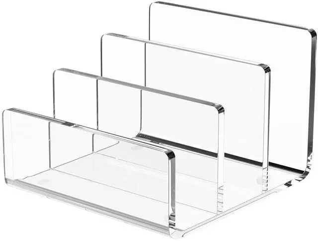 Main image of Acrylic File Sorter, 8.5"x6.3"x6.2", Upright File Organizer for Desk, Mail Organizer Countertop, File Holder for Letter, Document, Notebook, Clear, 3 Sections