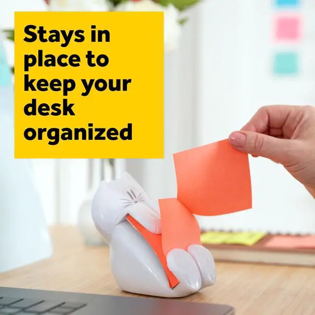 Alt view image 4 of 7 - Dispenser, Sticky Note Holder, White Cat Design, Includes 45 Pop-Up Sheets of 3 in x 3 in Pink, Sticky Notes Holder for Desk, Classroom or Office Supplies