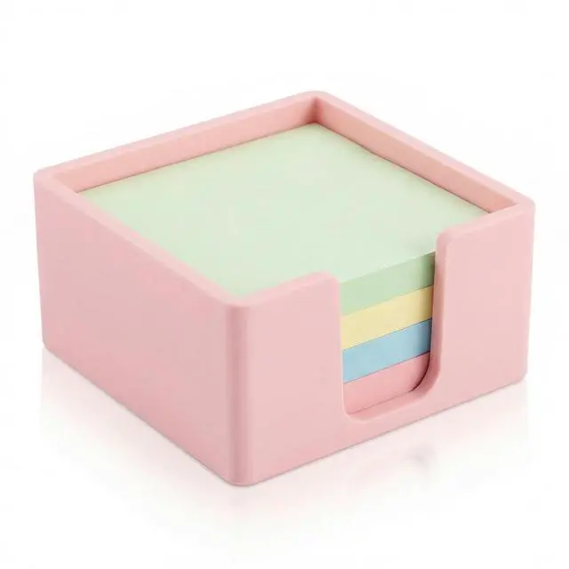 Main image of Silicone Sticky Note Holder for Desk - Modern 3x3 Inch Memo Pad Dispenser Post Note Holder, Minimalist Desk Note Storage Organizer for Office, Home, and School, Pink