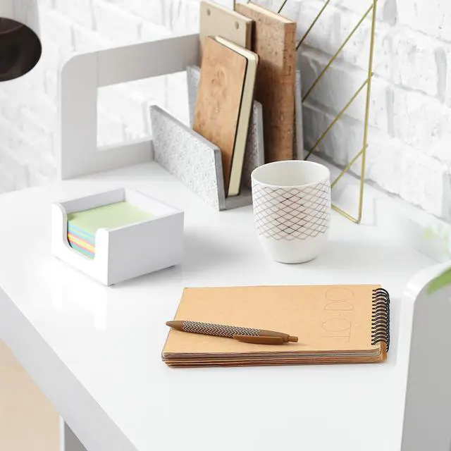 Alt view image 6 of 7 - Wood Sticky Note Holder, 3 x 3 Inch Post It Note Dispenser for Office Desk Accessories, Self Stick Note Pad Holder, Memo Pad Holder Dispenser Organizer for School Office Desk Supplies, White