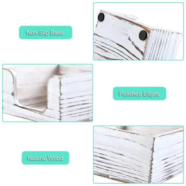 Alt view image 4 of 7 - Wood Sticky Note Holder, White Washed 3 x 3 Inch Post It Note Dispenser for Office Desk Accessories, Self Stick Note Pad Holder, Memo Pad Holder Dispenser Organizer for School Office Desk Supplies