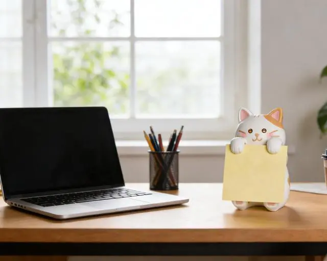 Alt view image 5 of 7 - Cat Pop-up Sticky Note Dispenser, Includes 1 Pad of 3x3 in Super Sticky Notes, 100 Sheets, Resin Desk Holder for Office & Home- Ginger Cat