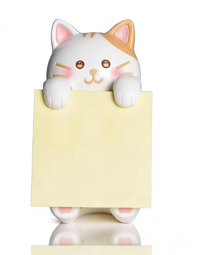Main image of Cat Pop-up Sticky Note Dispenser, Includes 1 Pad of 3x3 in Super Sticky Notes, 100 Sheets, Resin Desk Holder for Office & Home- Ginger Cat