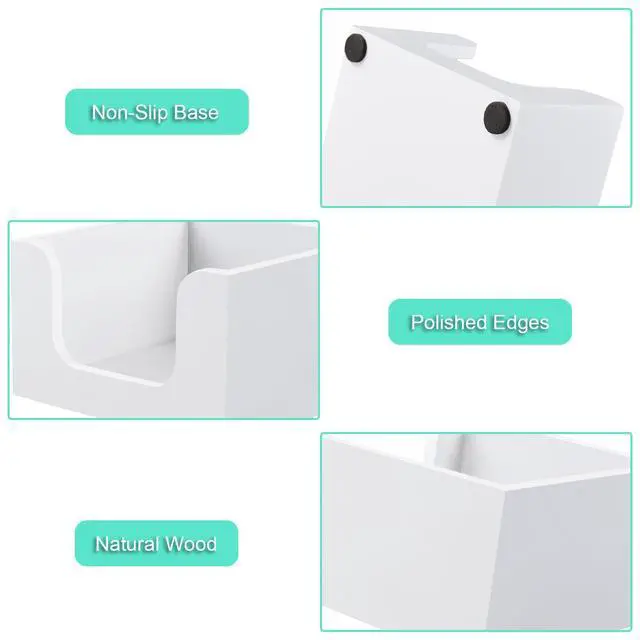 Alt view image 4 of 7 - Wood Sticky Note Holder, 3 x 3 Inch Post It Note Dispenser for Office Desk Accessories, Self Stick Note Pad Holder, Memo Pad Holder Dispenser Organizer for School Office Desk Supplies, White