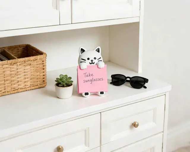 Alt view image 3 of 6 - Cat Sticky Note Holder with 100 Sheets 3x3 Pop-Up Notes, Handmade Resin Cat Desk Decor for Office, Home & Classroom, Cute Cat Lover Gift for Women, Teachers & Coworkers