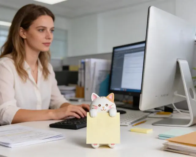 Alt view image 4 of 7 - Cat Pop-up Sticky Note Dispenser, Includes 1 Pad of 3x3 in Super Sticky Notes, 100 Sheets, Resin Desk Holder for Office & Home- Ginger Cat