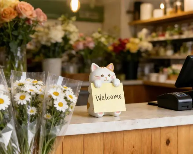 Alt view image 7 of 7 - Cat Pop-up Sticky Note Dispenser, Includes 1 Pad of 3x3 in Super Sticky Notes, 100 Sheets, Resin Desk Holder for Office & Home- Ginger Cat