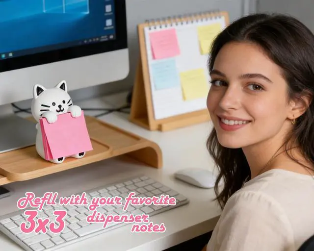 Alt view image 5 of 6 - Cat Sticky Note Holder with 100 Sheets 3x3 Pop-Up Notes, Handmade Resin Cat Desk Decor for Office, Home & Classroom, Cute Cat Lover Gift for Women, Teachers & Coworkers