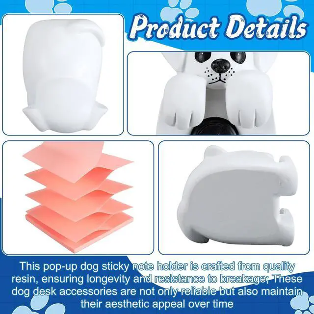Alt view image 3 of 7 - 3pcs Pop-up Note Dispenser Set Include Resign Dog Note Dispenser, 2 Pcs 3 x 3 Sticky for Office Desk Accessories