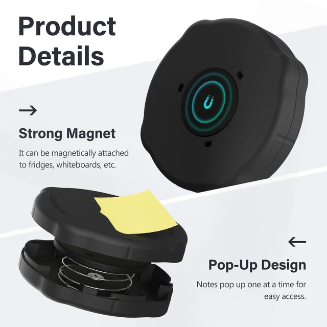 Alt view image 5 of 6 - Magnetic Pop-Up Note Dispenser for 3 x 3 in Pop-Up/Accordion-Style Sticky Notes, 1Pack, Black (Notes Not Included)