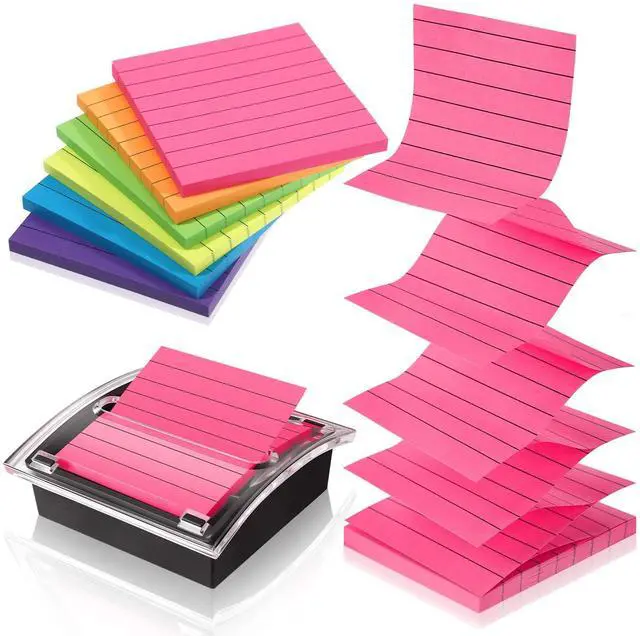 Main image of 8 Pcs Pop up Sticky Dispenser Set Sticky Note Holder Black Base Clear Top Includes 6 Pcs Colorful Pop up Notes 3 x 3 Inch for Back to School Office Desk Supplies 50 Sheet Per Pad(Fresh Style)