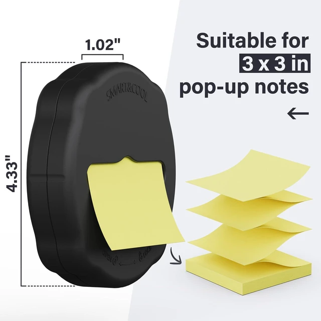 Alt view image 4 of 6 - Magnetic Pop-Up Note Dispenser for 3 x 3 in Pop-Up/Accordion-Style Sticky Notes, 1Pack, Black (Notes Not Included)