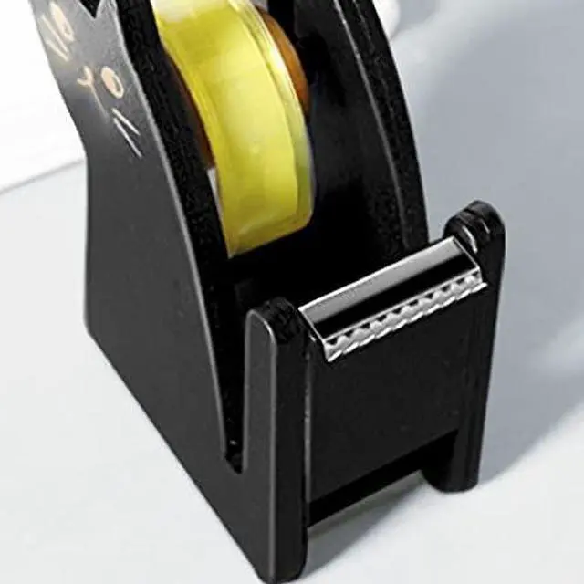 Alt view image 5 of 7 - Cute Cat Tape Dispenser,Vintage Wooden Kitty Tape Cutter with 1 Roll Tape for Home Office Desktop Accessory (Black)