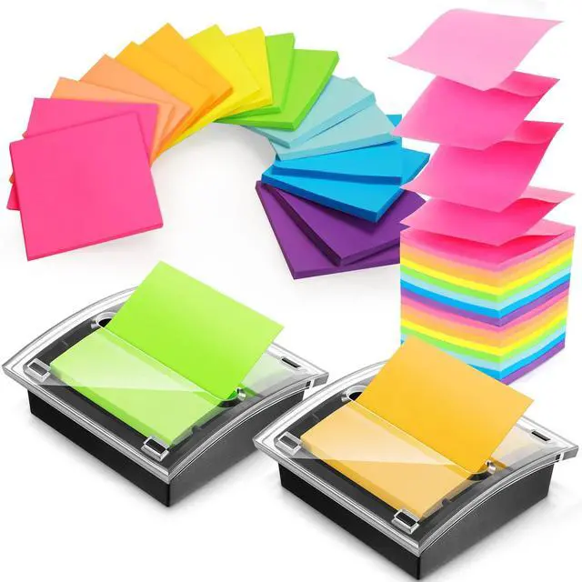 Main image of 16 Pad Pop up Sticky Notes with 2 Pack Pop up Sticky Dispenser Note Holder Black Base Self Stick Memo Pads Blank Adhesive Notes 3x3 Refills Back to School Office Desk Supplies, 50 Sheet/pad