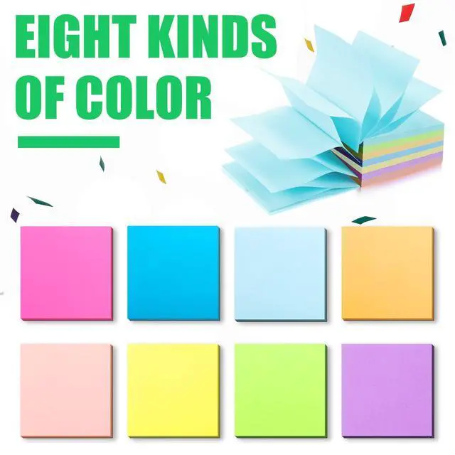 Alt view image 3 of 6 - 16 Pad Pop up Sticky Notes with 2 Pack Pop up Sticky Dispenser Note Holder Black Base Self Stick Memo Pads Blank Adhesive Notes 3x3 Refills Back to School Office Desk Supplies, 50 Sheet/pad