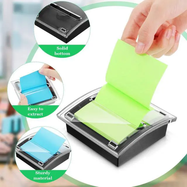 Alt view image 5 of 6 - 16 Pad Pop up Sticky Notes with 2 Pack Pop up Sticky Dispenser Note Holder Black Base Self Stick Memo Pads Blank Adhesive Notes 3x3 Refills Back to School Office Desk Supplies, 50 Sheet/pad