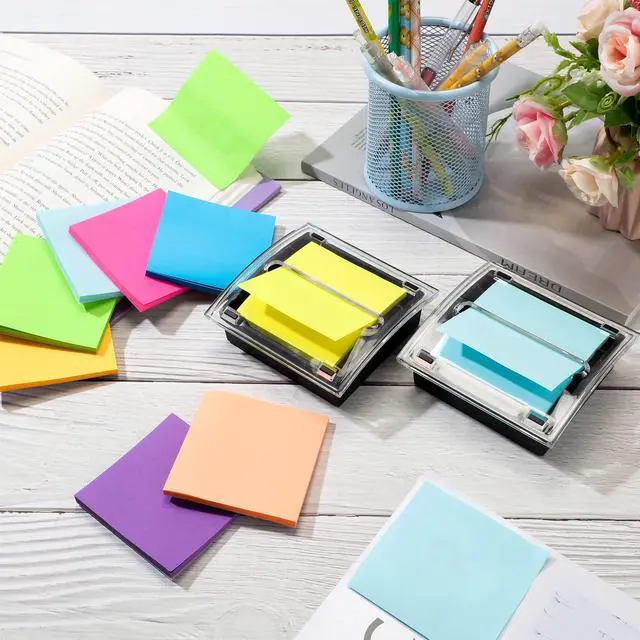 Alt view image 6 of 6 - 16 Pad Pop up Sticky Notes with 2 Pack Pop up Sticky Dispenser Note Holder Black Base Self Stick Memo Pads Blank Adhesive Notes 3x3 Refills Back to School Office Desk Supplies, 50 Sheet/pad