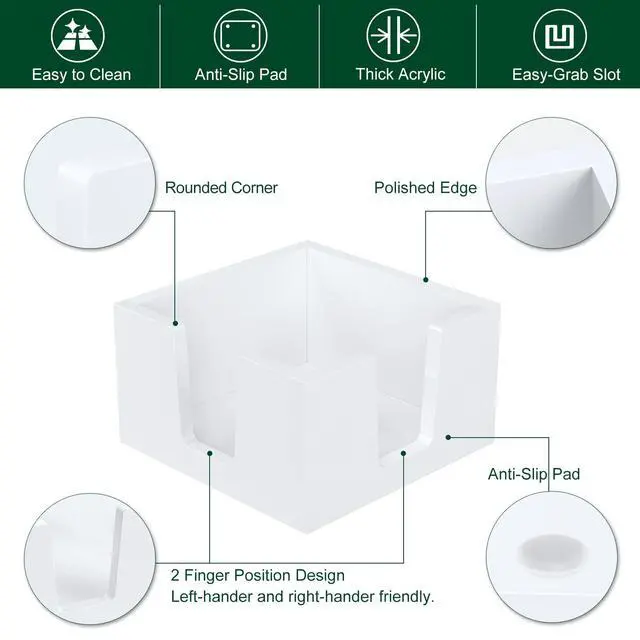 Alt view image 3 of 5 - Acrylic Sticky Note Holder, Self-Stick Note Pad Holder W/O Pads - Note Dispenser Memo Pad Holder Desk Organizer for School Office Home (3''x3'' White)