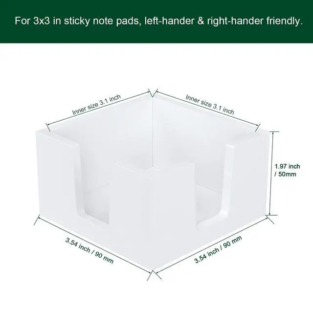 Alt view image 2 of 5 - Acrylic Sticky Note Holder, Self-Stick Note Pad Holder W/O Pads - Note Dispenser Memo Pad Holder Desk Organizer for School Office Home (3''x3'' White)