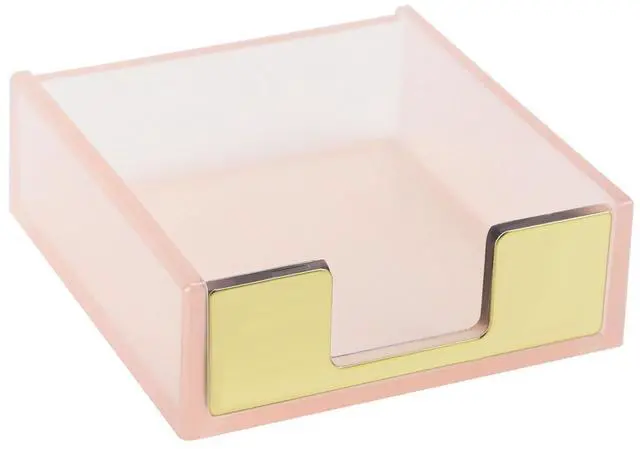 Main image of Sticky Notes Memo Pad Holder Dispenser Rose Gold with Pink Desk Supplies Organizer Accessories for Office Home Schools (Pink)