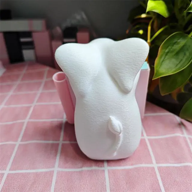 Alt view image 5 of 7 - Elephant Sticky Note Holder - Pop-up Note Dispenser Cute with Pink Pen Holder for Office Desk Accessories, 3x3 in, White