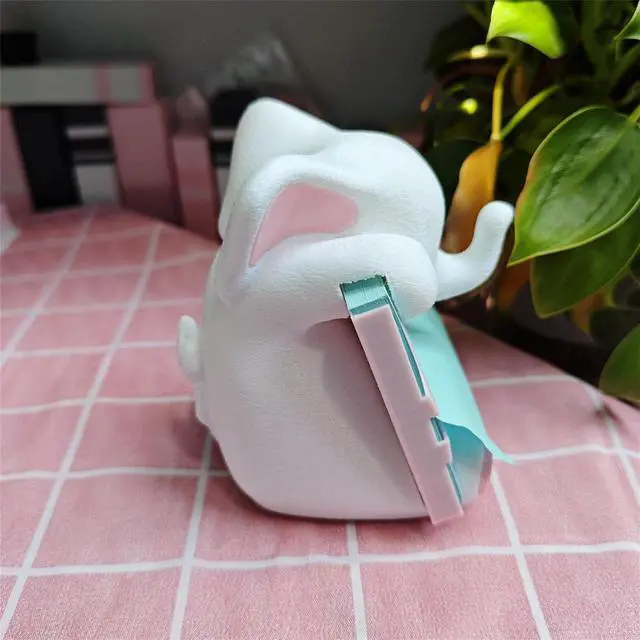 Alt view image 6 of 7 - Elephant Sticky Note Holder - Pop-up Note Dispenser Cute with Pink Pen Holder for Office Desk Accessories, 3x3 in, White