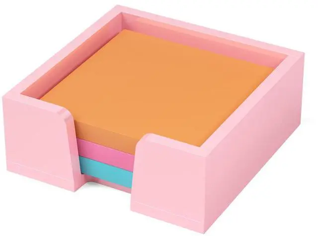 Main image of Sticky Note Holder Organizer - 3x3 in Lightpink Acrylic Notepad Holder Acrylic Sticky Note Dispenser Cute Memo Holder (NO PADS) for Dorm Room Office Desk Organization