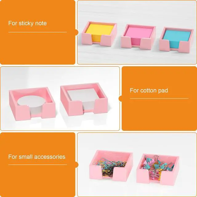 Alt view image 7 of 7 - Sticky Note Holder Organizer - 3x3 in Lightpink Acrylic Notepad Holder Acrylic Sticky Note Dispenser Cute Memo Holder (NO PADS) for Dorm Room Office Desk Organization
