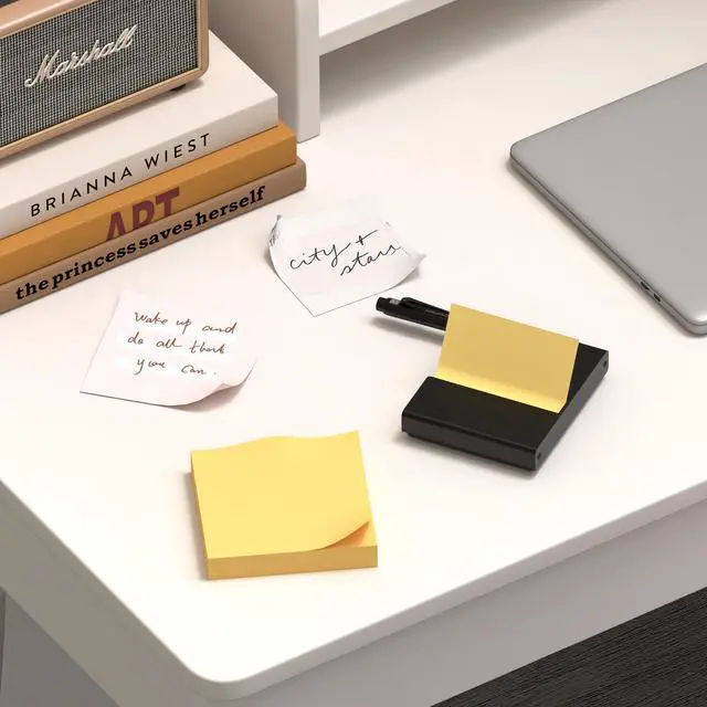 Alt view image 2 of 7 - Sticky Note Dispenser, Magnetic Sticky Note Holder for Post It Notes, 3 x 3 Inch Sticky Note Pen Organizer for Office Home Classroom, Black