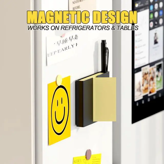 Alt view image 3 of 7 - Sticky Note Dispenser, Magnetic Sticky Note Holder for Post It Notes, 3 x 3 Inch Sticky Note Pen Organizer for Office Home Classroom, Black