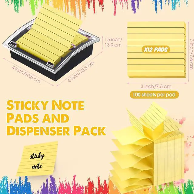 Alt view image 2 of 7 - 10 Pads Pop up Sticky Notes with 1 Pack Pop up Note Dispenser Note Holder Black Base Clear Top Self Stick Memo Ruled Adhesive Notes 3x3 Ruled Memo Pads Refills 100 Sheet/pad