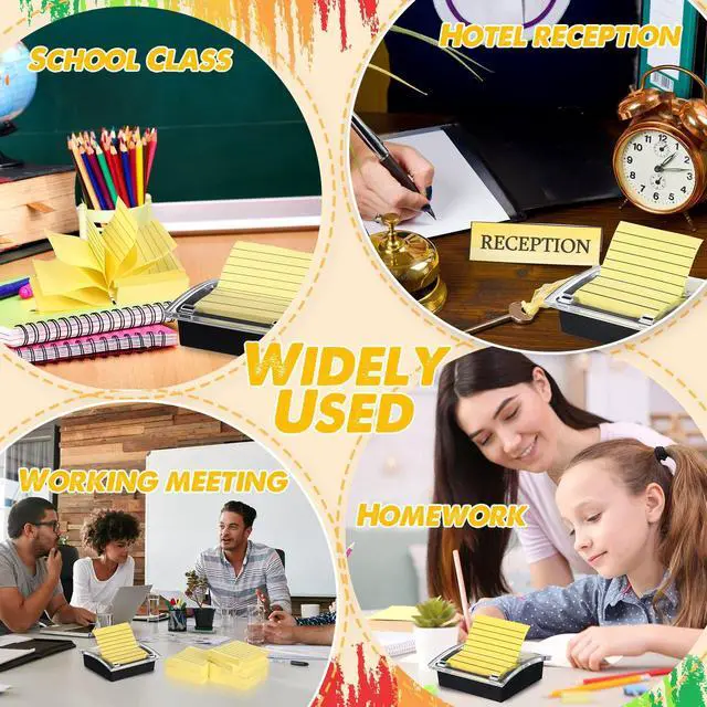 Alt view image 6 of 7 - 10 Pads Pop up Sticky Notes with 1 Pack Pop up Note Dispenser Note Holder Black Base Clear Top Self Stick Memo Ruled Adhesive Notes 3x3 Ruled Memo Pads Refills 100 Sheet/pad