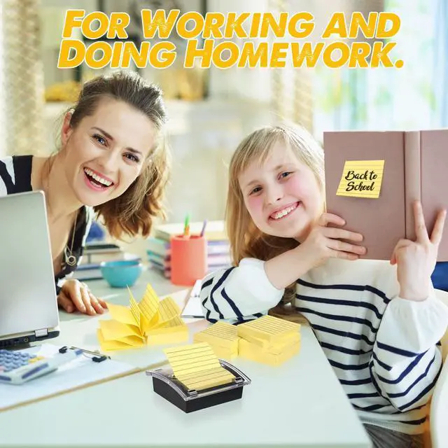 Alt view image 7 of 7 - 10 Pads Pop up Sticky Notes with 1 Pack Pop up Note Dispenser Note Holder Black Base Clear Top Self Stick Memo Ruled Adhesive Notes 3x3 Ruled Memo Pads Refills 100 Sheet/pad