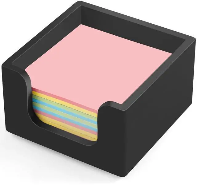 Main image of Wood Sticky Note Holder, 3 x 3 Inch Post It Note Dispenser for Office Desk Accessories, Self Stick Note Pad Holder, Memo Pad Holder Dispenser Organizer for School Office Desk Supplies, Black