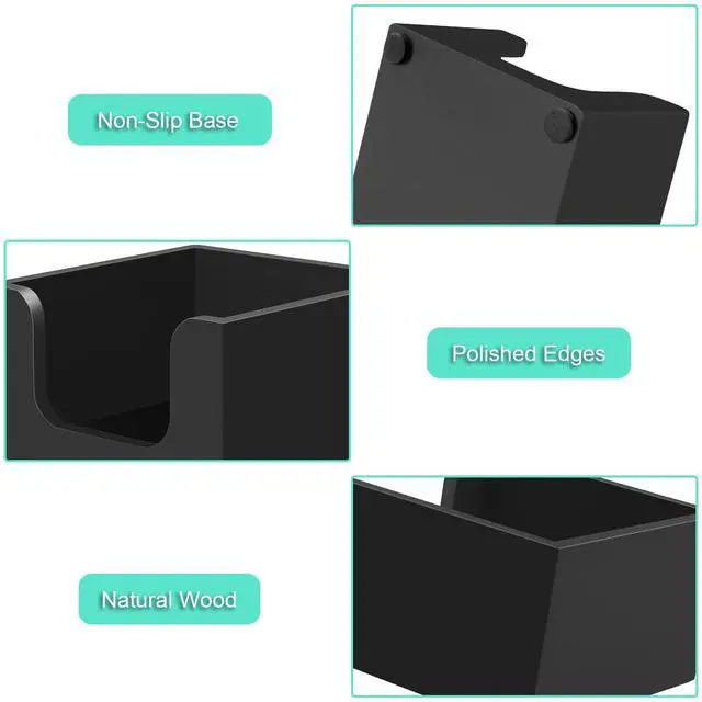 Alt view image 3 of 6 - Wood Sticky Note Holder, 3 x 3 Inch Post It Note Dispenser for Office Desk Accessories, Self Stick Note Pad Holder, Memo Pad Holder Dispenser Organizer for School Office Desk Supplies, Black