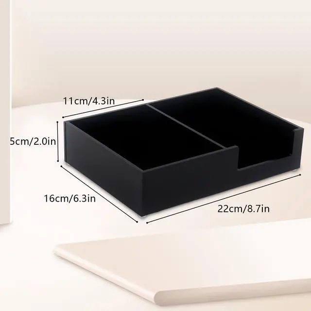 Alt view image 2 of 6 - Sticky Note Holder 4 x 6 Inch Acrylic Black 2 in 1 Post It Note Dispenser Paper Clip Holder for Home Office Desk Organizer