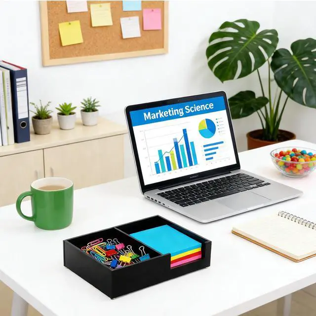 Alt view image 6 of 6 - Sticky Note Holder 4 x 6 Inch Acrylic Black 2 in 1 Post It Note Dispenser Paper Clip Holder for Home Office Desk Organizer