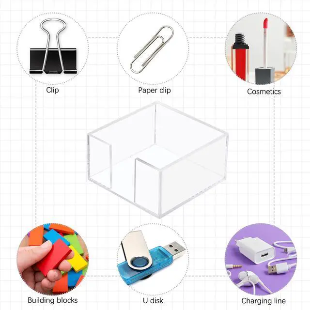 Alt view image 7 of 7 - 4 Pcs Acrylic Sticky Note Holder 3 x 3 Clear Crystal Acrylic Note Dispenser Notepad Memo Holder Office Desk Organizer Accessories Sticky for Dorm Room Office Desk