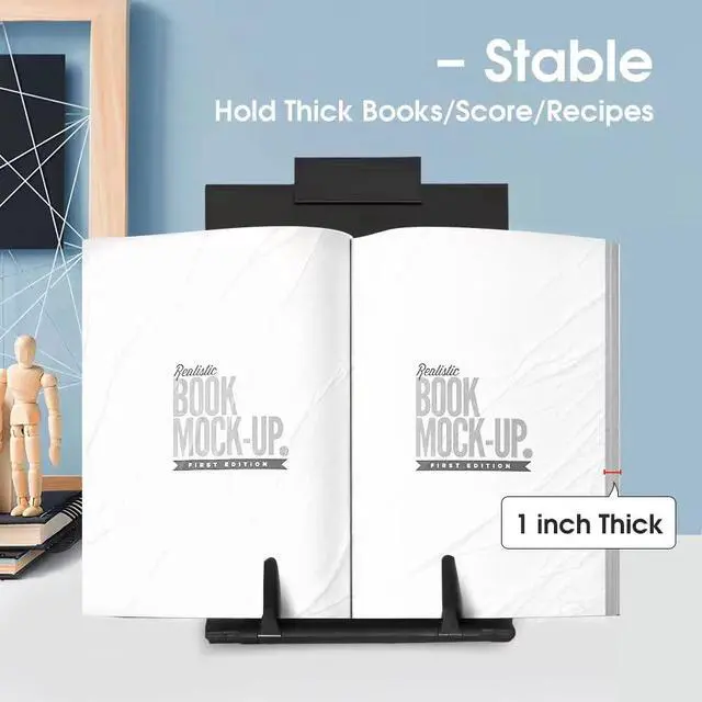 Alt view image 7 of 7 - Desktop Document Holder Stand with 7 Adjustable Positions, Black Metal File Organizer Management Copyholder for Typing Speech Reading A4 Letter Music Book Tablet Office, with Paper Clip and Line Guide