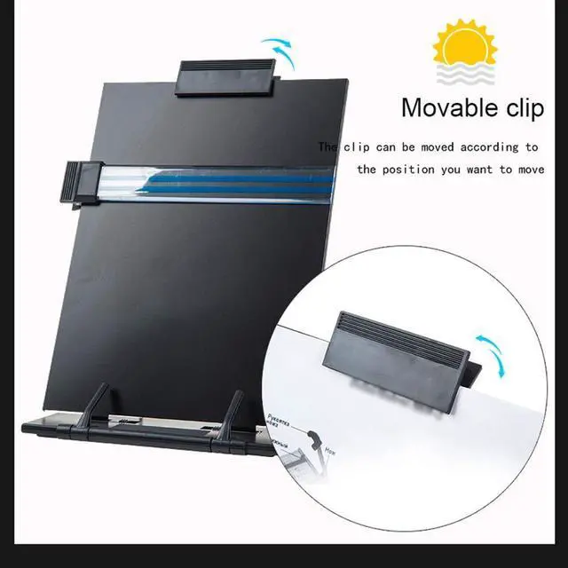 Alt view image 2 of 5 - Hanghs Desktop Document Holder/Paper Stand/Clipboard for Sheet Music/Cookbook/Book with 7 Adjustable Positions and a Highlighting Side Clip Black