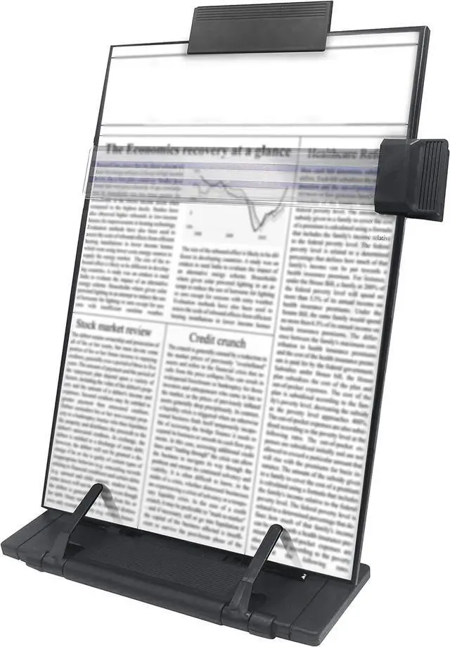 Main image of Desktop Document Book Holder with 7 Adjustable Positions, Black Document Holder for Desk, Paper Holder Copy Stand Holder for Speech, Paper Holder Stand for Desk Typing, Angle Adjustable