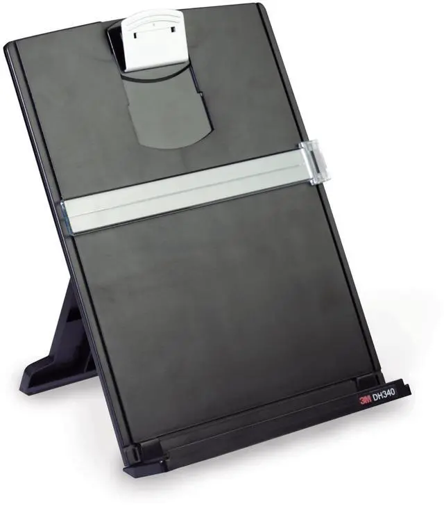 Main image of Desktop Document Holder Copy Holder, Adjustable Clip Holds Portrait and Landscape Documents for Easy Viewing, Bottom Ledge Has Lip to Keep up to 150 Sheets Securely in Place, Black (DH340MB)