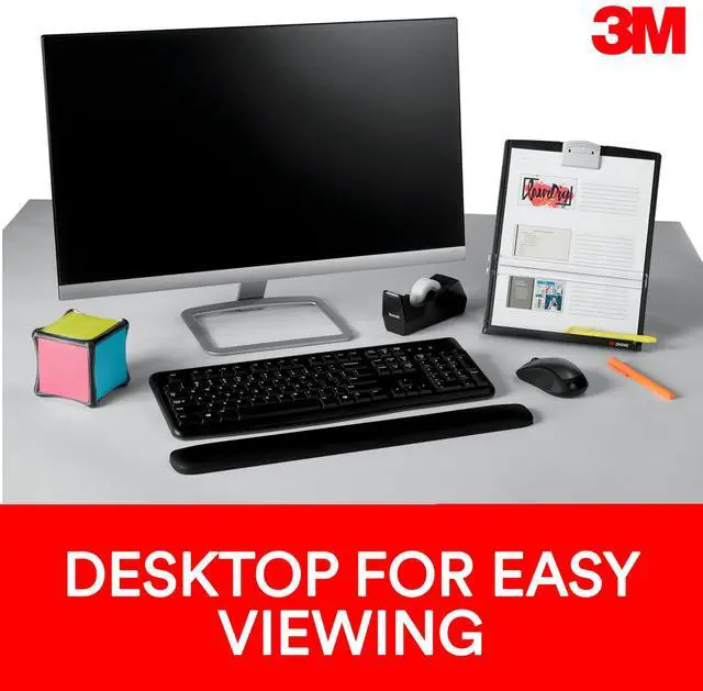 Alt view image 3 of 7 - Desktop Document Holder Copy Holder, Adjustable Clip Holds Portrait and Landscape Documents for Easy Viewing, Bottom Ledge Has Lip to Keep up to 150 Sheets Securely in Place, Black (DH340MB)