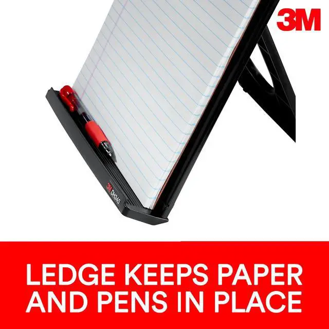 Alt view image 6 of 7 - Desktop Document Holder Copy Holder, Adjustable Clip Holds Portrait and Landscape Documents for Easy Viewing, Bottom Ledge Has Lip to Keep up to 150 Sheets Securely in Place, Black (DH340MB)