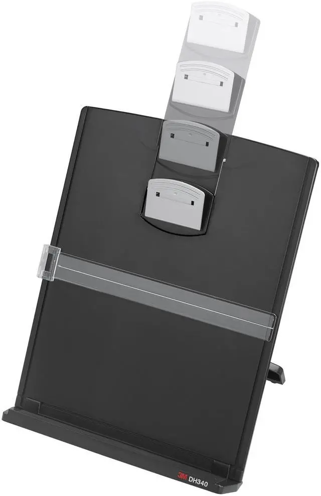 Alt view image 7 of 7 - Desktop Document Holder Copy Holder, Adjustable Clip Holds Portrait and Landscape Documents for Easy Viewing, Bottom Ledge Has Lip to Keep up to 150 Sheets Securely in Place, Black (DH340MB)