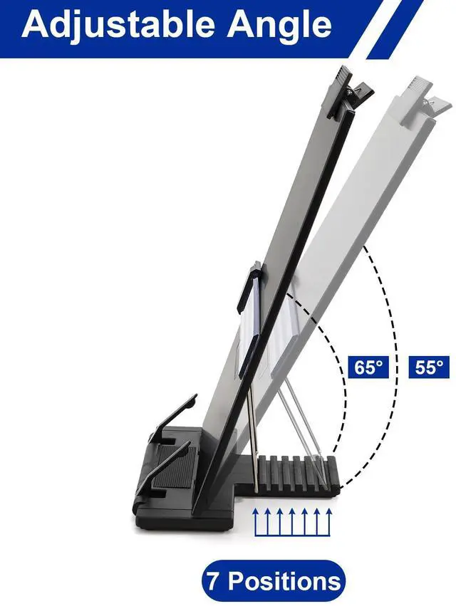 Alt view image 3 of 7 - 2 Pack Desktop Document Holder with Adjustable Clip and Line Guide, Portable Document Book Holder - Copy Holder for Letter, Legal A4 Documents, Up to 150 Sheets, Black