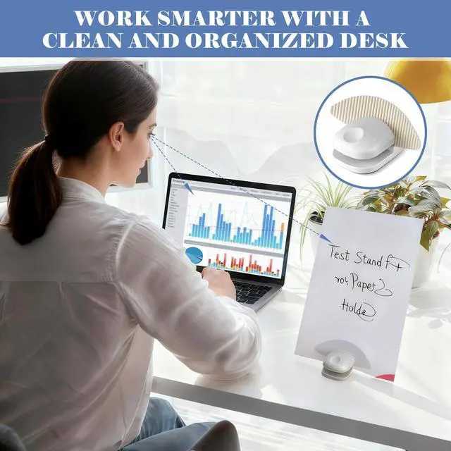 Alt view image 4 of 7 - 3 Pcs Paper Holder Stand for Typing Non-Slip Desktop Document Holder with Anti-Slip Pads, Foldable Portable Copy Stand for A4 Paper, Office Reading & Writing (White, Blue, Red)